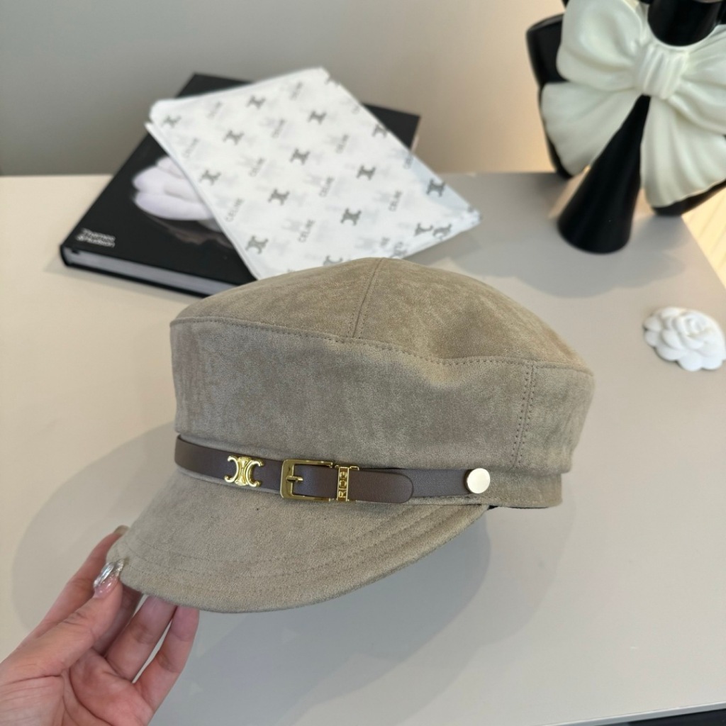 CELINE Da Nhung Mũ Quân Sự Nữ Beret Kaki / Nâu CP