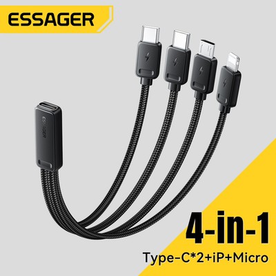 Essager 4 trong 1 Cổng Type-C + Micro + iP Mở rộng đa thiết bị Sạc đồng thời