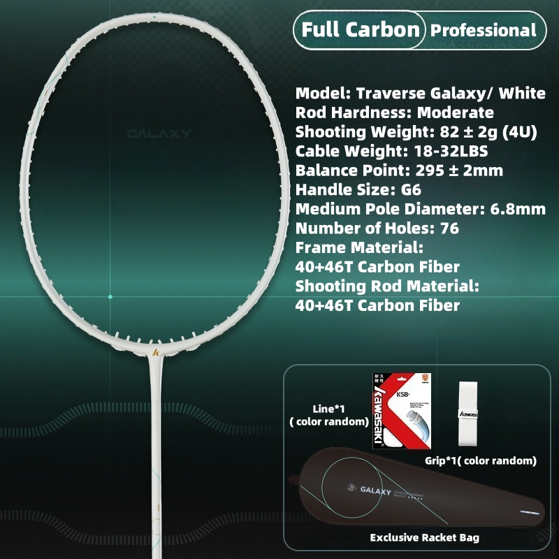Vợt Cầu Lông Kawasaki Đi Qua Galaxy 4U 22-32LBS Chuyên Nghiệp Tất Cả Carbon Siêu Nhẹ Trọng Lượng Cao