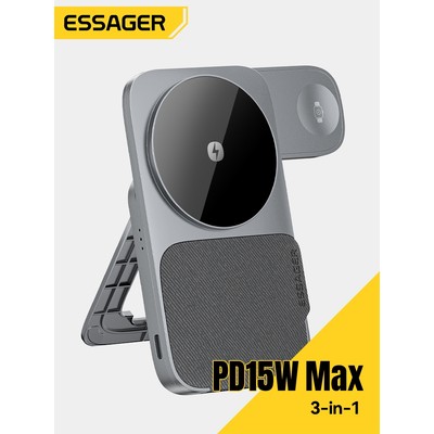 Bộ sạc không dây Essager 15W Hỗ trợ 3 cổng Điện thoại di động Đồng hồ iP Tai nghe