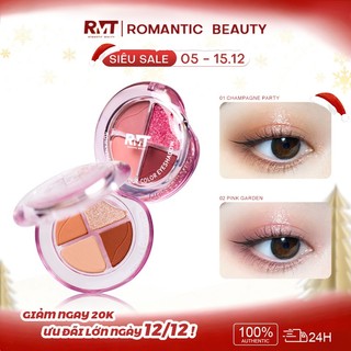  【Một Bảng Đa Năng Romantic Beauty Bảng Phấn Mắt 4 Màu Bong Bóng Kèm Tạo Khối Highlight Tông Nâu Ngưu Lang Nhũ Matte Cho Nữ 