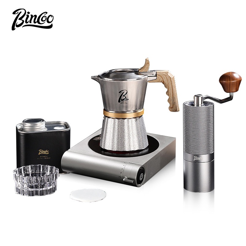 BINCOO Nồi Moka Inox 316 Ba Van Sử Dụng Tại Nhà Bếp Bộ Máy Pha Cà Phê Espresso Ý Bộ Máy Xay 2Cups