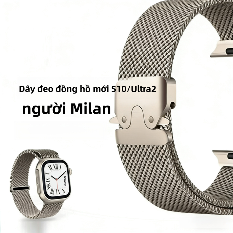 Dành cho Apple Watch Series 5/SE/6/7/8, Chất liệu thép không gỉ, Kích thước dây 44mm-49mm (Apple Wat
