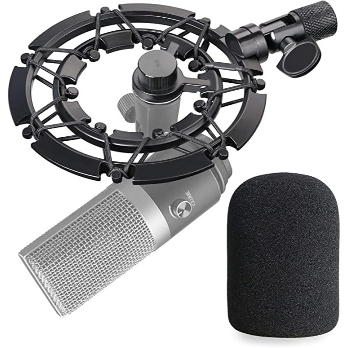 Fifine K670 Giá đỡ sốc với bộ lọc Pop - Vỏ Mic kính chắn gió bằng hợp kim và bọt giảm tiếng ồn rung 