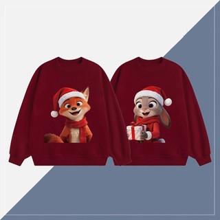  Áo sweater nỉ nam đỏ noel thu đông form rộng Zootopia&giáng shin in hình unisex style - Beeyanbuy local brand 