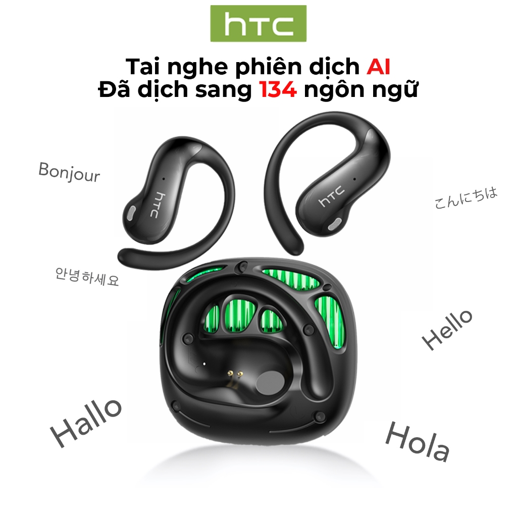 HTC NE30 Tai nghe dịch thuật AI Bluetooth 6.0 Dịch thuật theo thời gian thực Hỗ trợ 135 ngôn ngữ Chất lượng âm thanh HiFi Chống ồn ENC Micrô Tương thích với iOS và Android | BigBuy360 - bigbuy360.vn