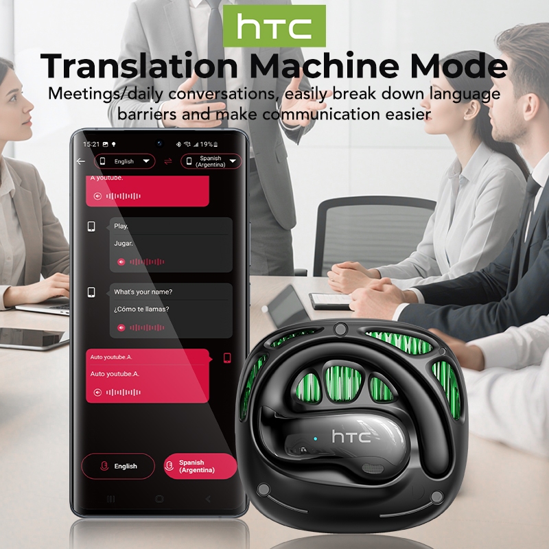HTC NE30 Tai nghe dịch thuật AI Bluetooth 6.0 Dịch thuật theo thời gian thực Hỗ trợ 135 ngôn ngữ Chất lượng âm thanh HiFi Chống ồn ENC Micrô Tương thích với iOS và Android | BigBuy360 - bigbuy360.vn