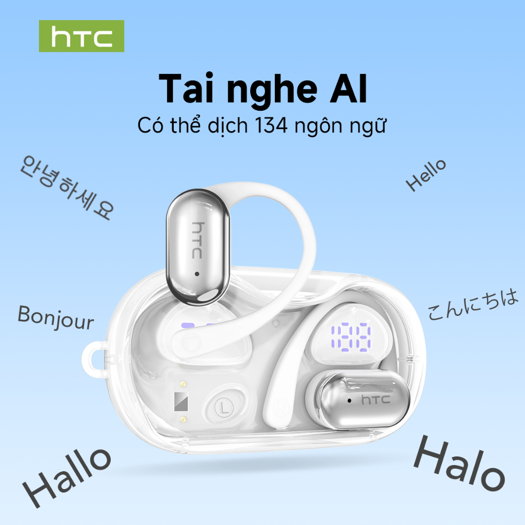 HTC NE37 Tai nghe dịch AI Tai nghe không dây 6.0 Dịch 134 ngôn ngữ Chất lượng âm thanh HiFi Vừa vặn thoải mái Thời lượng pin dài Chế độ dịch | BigBuy360 - bigbuy360.vn