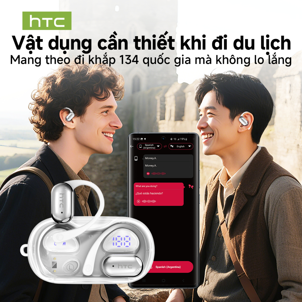 HTC NE37 Tai nghe dịch AI Tai nghe không dây 6.0 Dịch 134 ngôn ngữ Chất lượng âm thanh HiFi Vừa vặn thoải mái Thời lượng pin dài Chế độ dịch | BigBuy360 - bigbuy360.vn