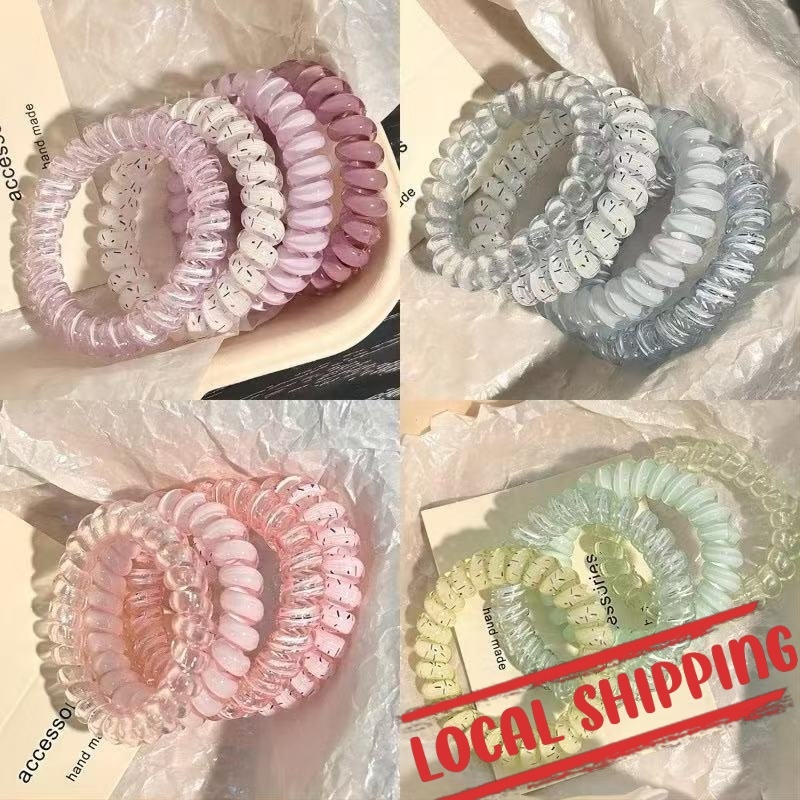 TheMall Bộ bốn/sáu món Dây buộc tóc dây điện thoại Dopamine, Dây buộc tóc đơn giản, Phụ kiện tóc thời trang dành cho nữ