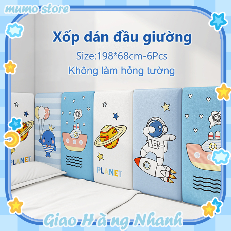 [6pcs]198*68cm Xốp dán đầu giường Miếng dán chống va chạm cho bé giấy dán tườg dán đầu giường