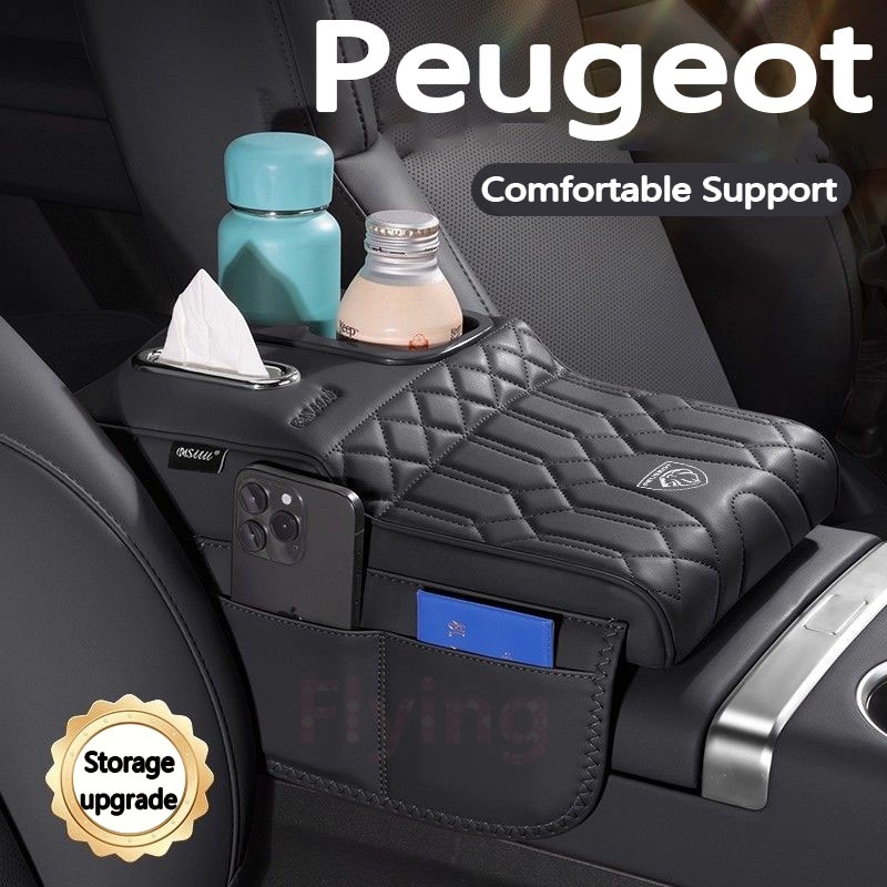 Peugeot 3008 2008 308 Tay vịn hộp cao miếng đệm mô hình mới Da nhớ bọt trung tâm tay vịn bảo vệ ô tô