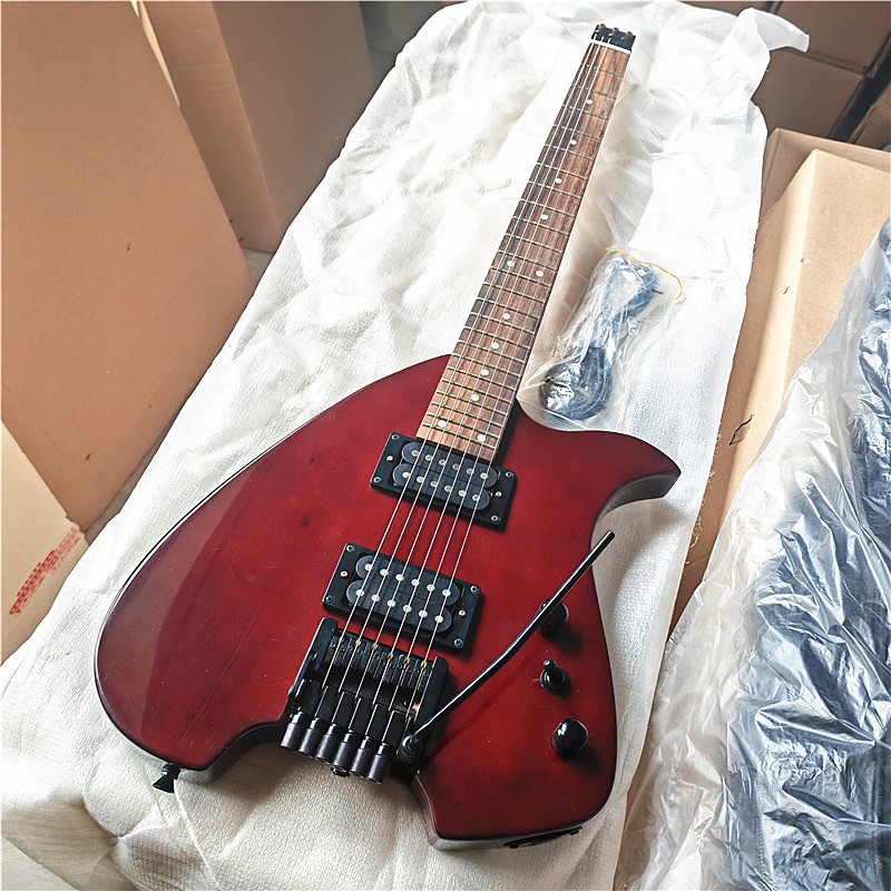 Đàn Guitar Điện Không Đầu 6 Dây Màu Đỏ / Nâu, Thân Gỗ Basswood / Gỗ Gụ & Bình Thường 24 Frets Gỗ Hồn