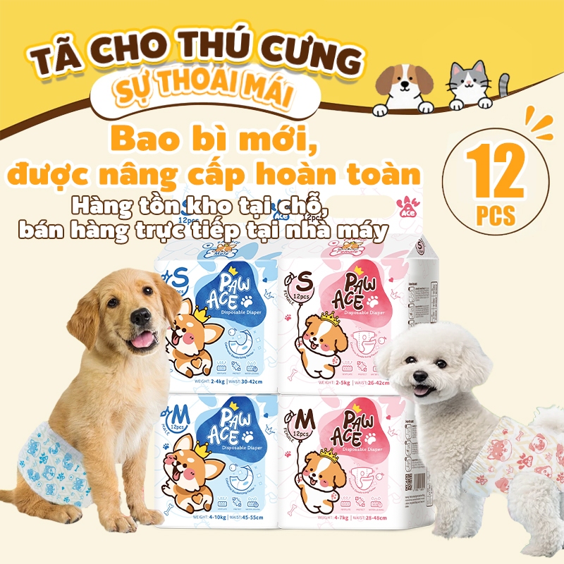PAW ACE Tã giấy dành cho thú cưng tã mèo tã dành cho chó cái và chó đực dùng một lần XXS/XS/S/M/L/XL