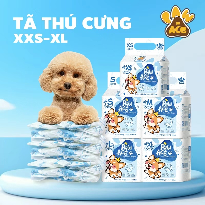 Tã cho thú cưng PAW ACE siêu mỏng thoáng khí dành cho chó đực cái XXS-XL