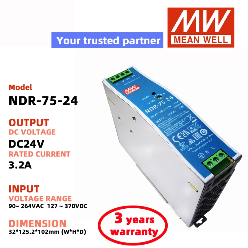Bộ nguồn chuyển mạch MEAN WELL NDR-75-12 NDR-75-24 Nguồn điện Meanwell DC