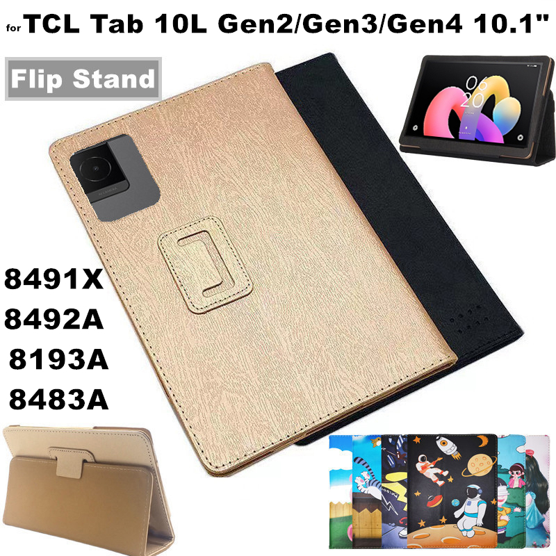 Dành Cho TCL Tab 10L Gen2 / Gen3 / Gen4 10.1 Inch 8491X 8492A 8193A 8483A Vỏ Họa Tiết Lụa Lật Có Thể