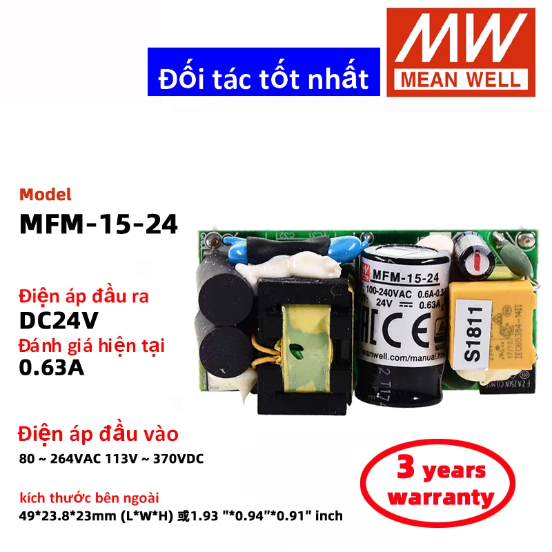MEAN WELL MFM-15-5 MFM-15-12 MFM-15-24 MFM-15-15 Meanwell Chuyển Đổi Nguồn Điện DC