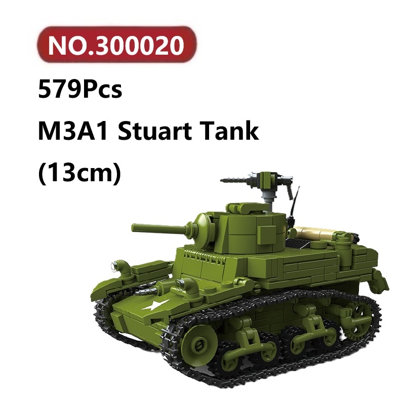 ✨M3A1 Stuart Xe Tăng WW2 Đồ Chơi Lắp Ráp Mô Hình 579Chi Tiết Third Party Tank Lắp Ghép Xếp Hình