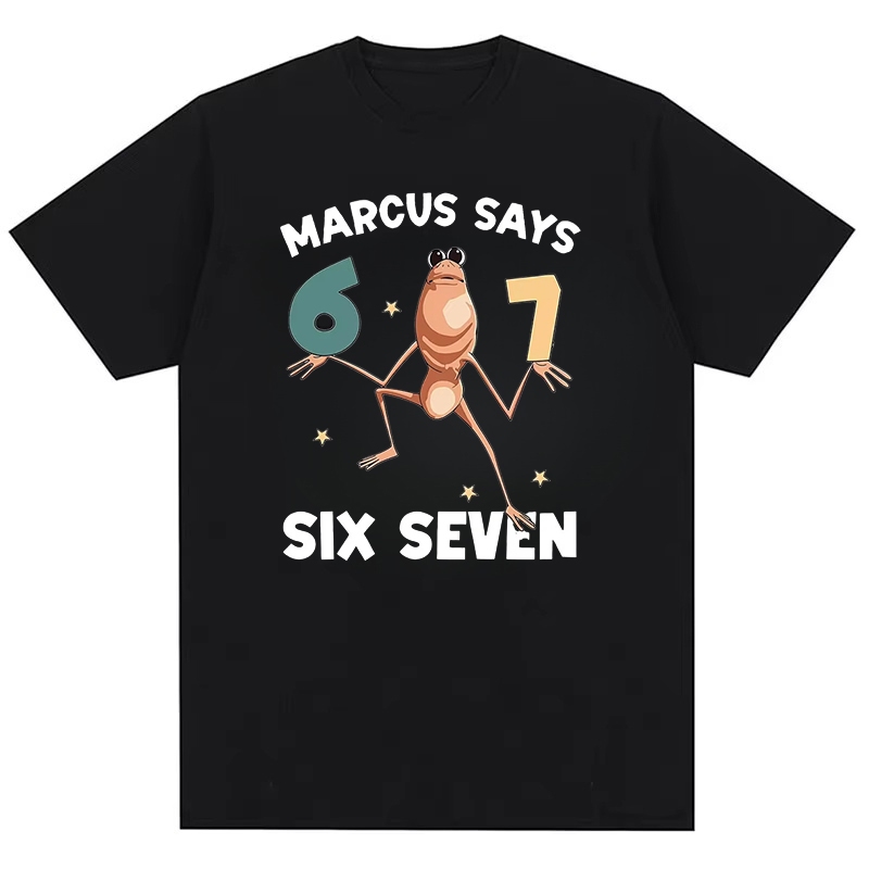 Marcus Says Six Seven Worm Fun Emojis Áo thun Cotton Gothic thời trang nam