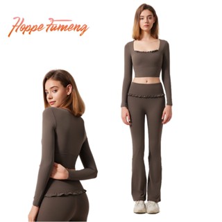   Hoppe Fumeng  Áo tập yoga đệm dài tay và quần thể thao lưng cao 