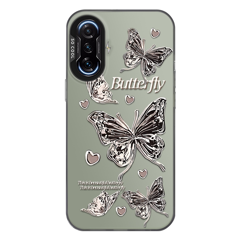 Dành cho Xiaomi Poco F3 GT, Water Silver Beautiful Butterfly, Ốp điện thoại IMD chống rơi mờ chất lư