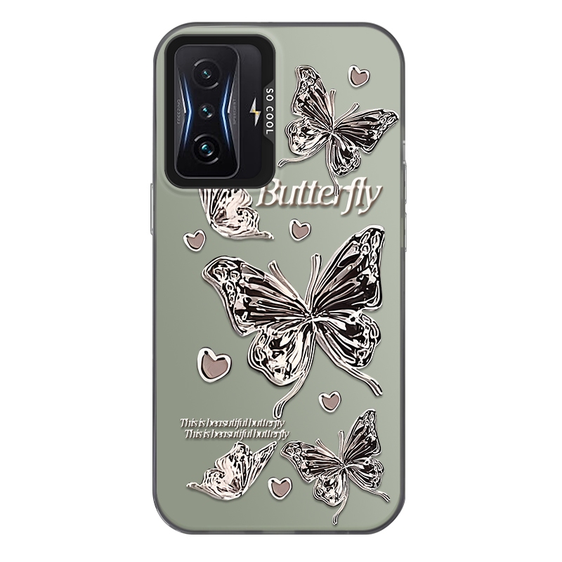 Dành cho Xiaomi Poco F4 GT, Water Silver Beautiful Butterfly, Ốp điện thoại IMD chống rơi mờ chất lư