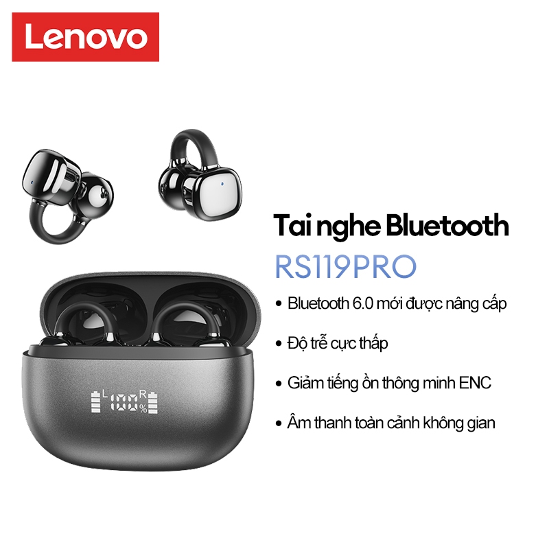 Tai nghe Bluetooth không dây Lenovo RS119Pro Chất lượng âm thanh HIFI ENC Giảm tiếng ồn thông minh Tuổi thọ pin dài Màn hình mức pin có độ trễ siêu thấp Mới nâng cấp BT6.0 | BigBuy360 - bigbuy360.vn