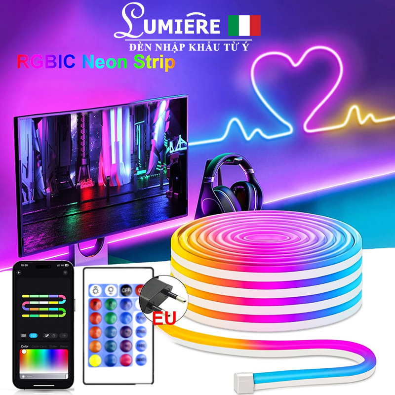 LUMIERE Đèn Led NEON FLEX aRGB-RGB Dây đèn neon chạy đuổi trang trí phòng ngủ, decor phòng khách,Cảm