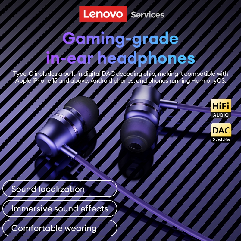 Tai nghe có dây Lenovo YF38 và tai nghe chơi game trong tai với trình điều khiển titan 10mm và Chip DAC cộng với micrô HD | BigBuy360 - bigbuy360.vn