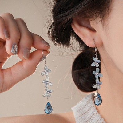 Pinkdudu Xanh Pha Lê Bông Tai Hoa Thời Trang Hợp Kim Vòng Bông Tai Nữ Trang Sức Quà Tặng PD2411
