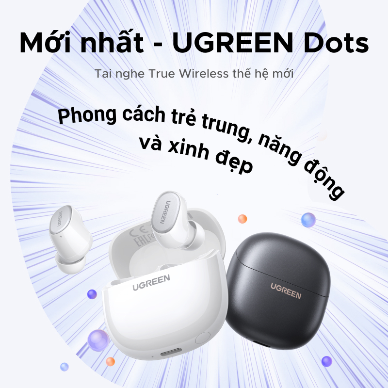 Tai nghe UGREEN Dots Bluetooth 6.0TWS Hỗ trợ 4 Mic Bộ mã âm thanh AAC / SBC Âm thanh âm thanh Hi-Pure Âm thanh không gian Âm thanh có độ trễ thấp Điều khiển ứng dụng Tai nghe không dây | BigBuy360 - bigbuy360.vn
