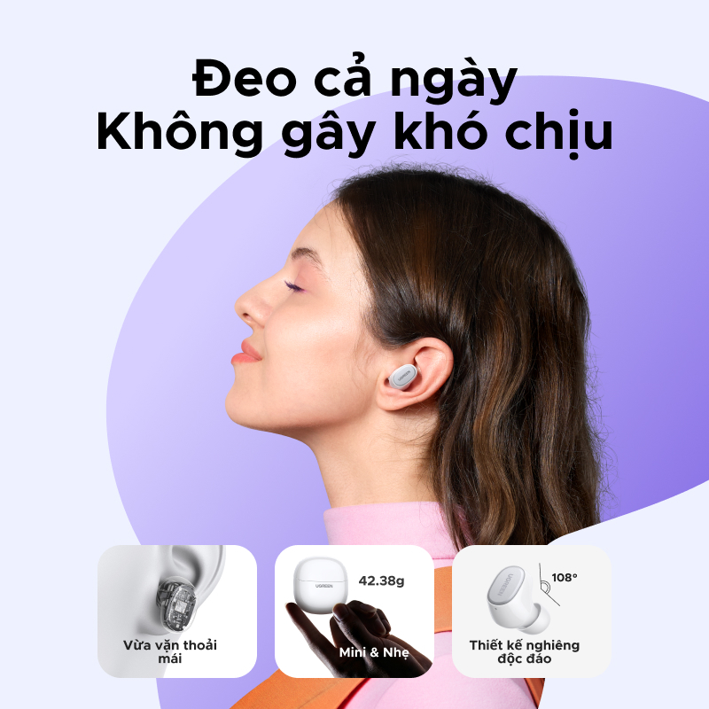 Tai nghe UGREEN Dots Bluetooth 6.0TWS Hỗ trợ 4 Mic Bộ mã âm thanh AAC / SBC Âm thanh âm thanh Hi-Pure Âm thanh không gian Âm thanh có độ trễ thấp Điều khiển ứng dụng Tai nghe không dây | BigBuy360 - bigbuy360.vn