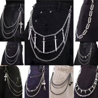  GHGl❤️ Trăm Phong Cách Đen Tối Quần Dây Xích Phong Cách Châu Á Punk Đường Phố Độc Đáo Phong Cách Thoáng Mát Kim Loại Lưỡi Dao Quần Dây Xích Punk Đường Phố Dây Xích Quần Jean Phù Hợp Với Dây Thắt Lưng Halloween Đa Năng Có Thể Được Sử Dụng Làm Vòng Cổ 