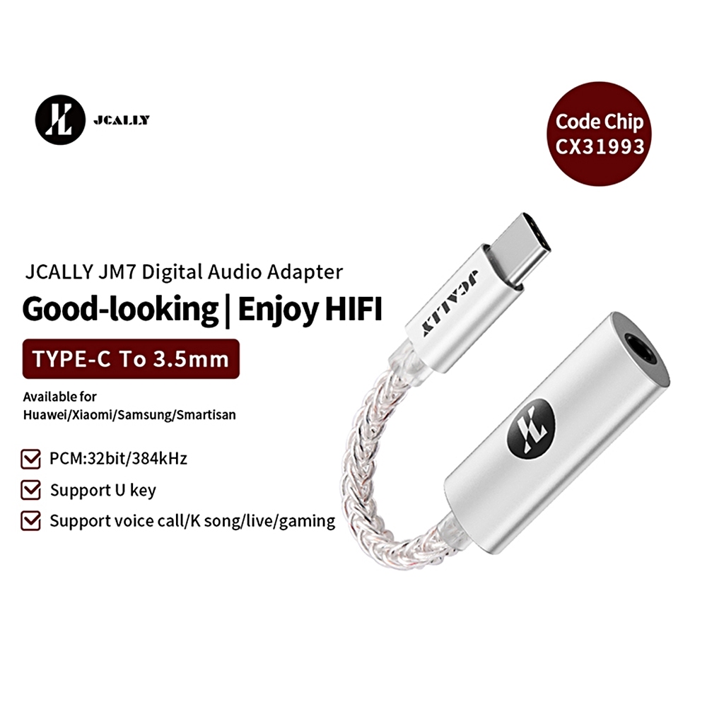 Bộ chuyển đổi âm thanh kỹ thuật số JCALLY JM7 TYPE-C sang 3,5mm Mã âm thanh kỹ thuật số Chip CX31993