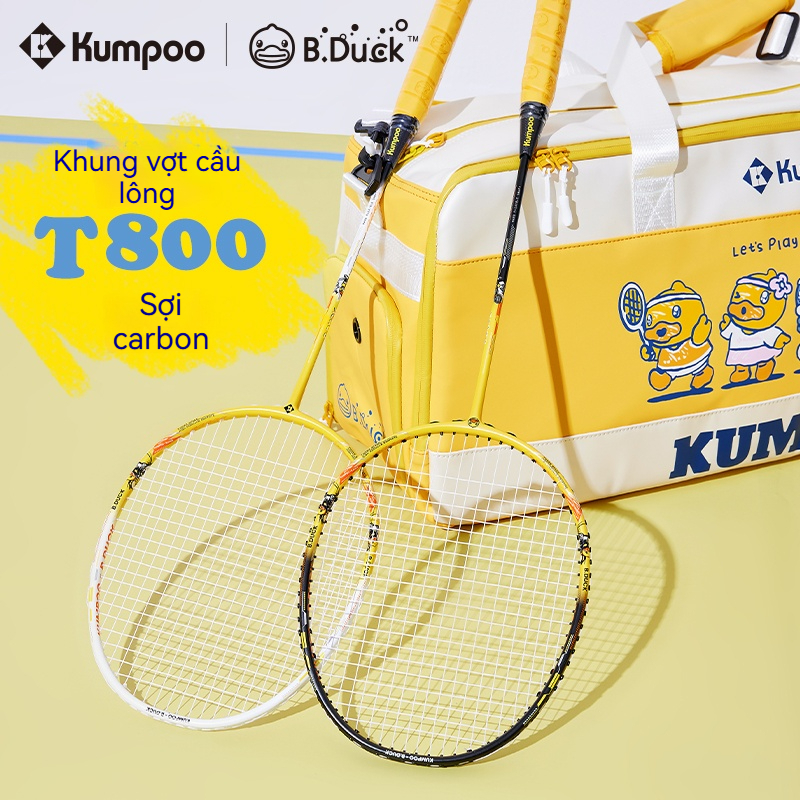 Vợt Kumpoo B DUCK cute Căng Sẵn 11kg, vợt cầu lông cacbon,Tặng Kèm Cước, Quấn Cán, Túi Đựng Vợt, Côn