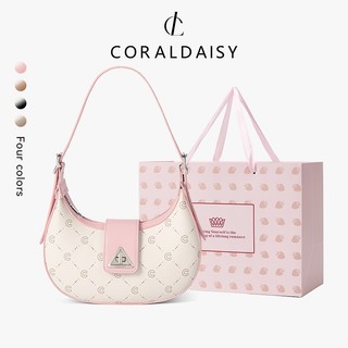  CORALDAISY Mẫu mới 2025 Túi đeo vai xinh xắn dây đeo vai dài gói nửa tháng Da sang trọng túi đeo ché 