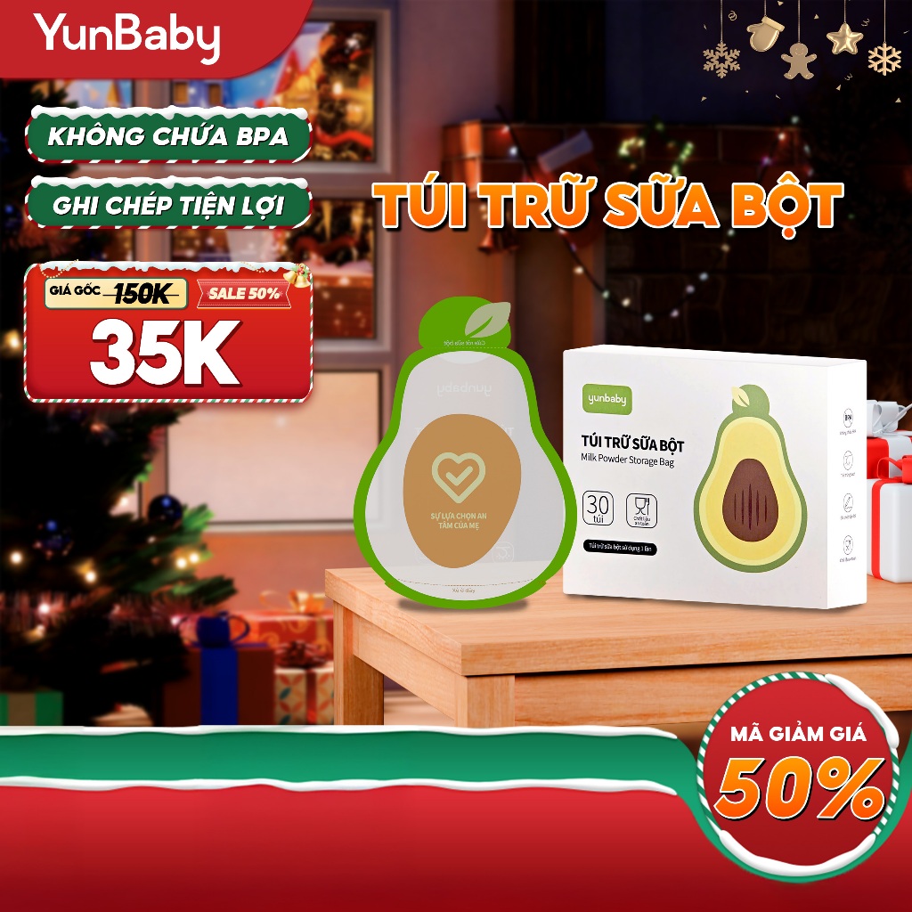 Túi trữ sữa bột Yunbaby 30miếng chất liệu an toàn Dễ dàng mang đi Không chưa BPA