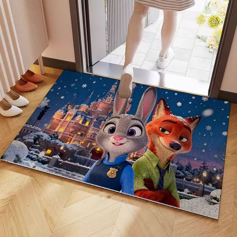 Crazy Animal City Comic Silk Circle Home Foot Mat Trang trí thảm