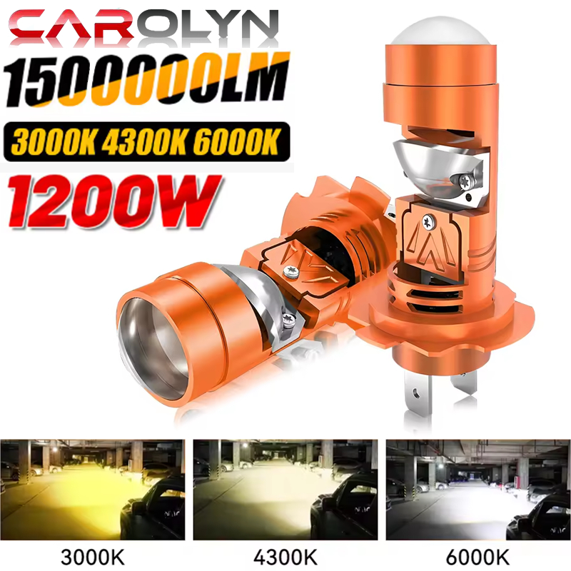 Đèn pha ô tô LED CAROLYN H7 3000K, 4300K, 6000K đèn sương mù ô tô cắm và chạy máy chiếu ống kính min
