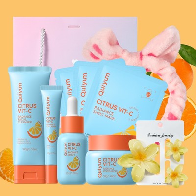 Bộ chăm sóc da QUIYUM Citrus Glow dành cho nữ Chăm sóc da Quà tặng Giáng sinh sinh - Nâng dưỡng ẩm rạng rỡ