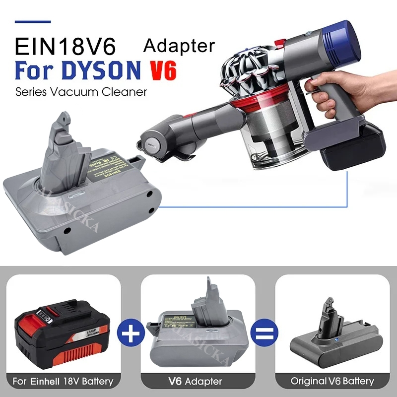Bộ Chuyển Đổi Pin EIN18V6 Cho Einhell 18V Pin Lithium Cho Dyson V6 Series Máy Hút Bụi