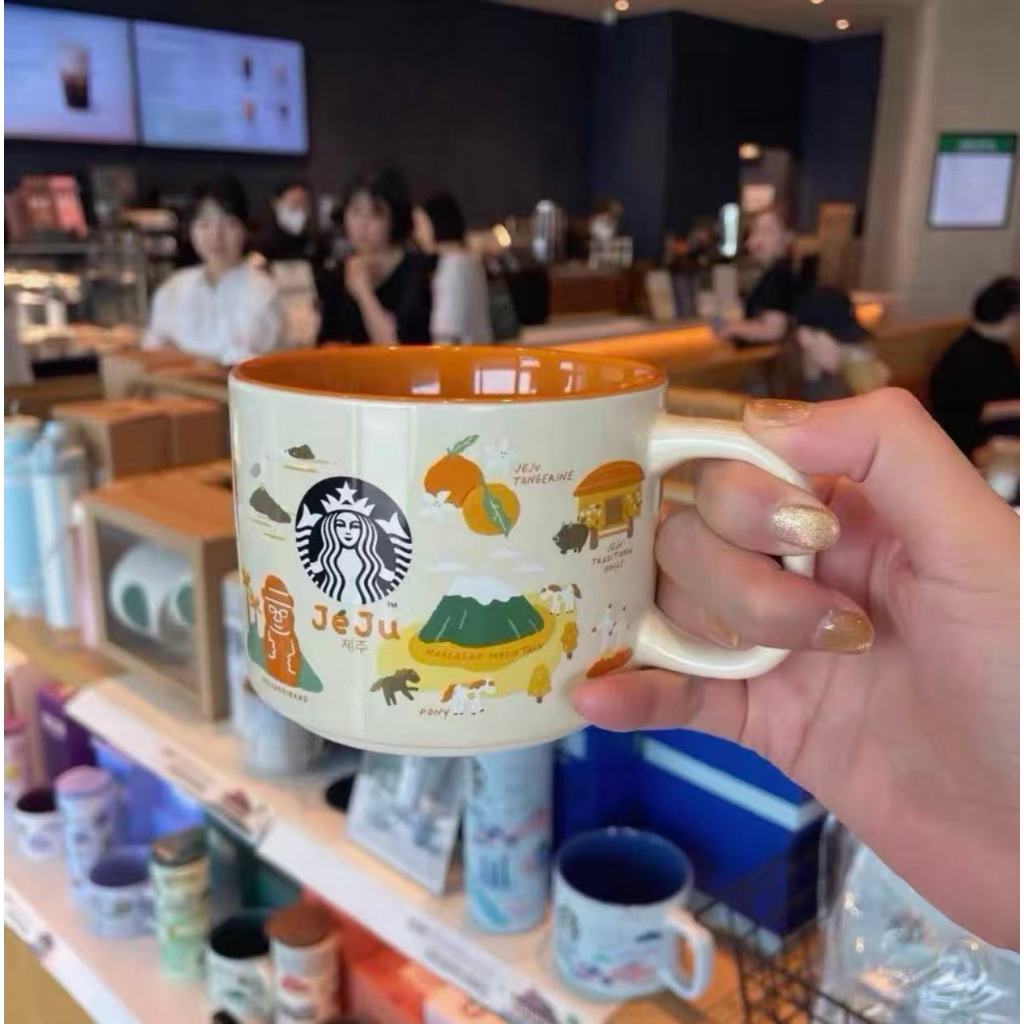 ★Ins Starbucks Hàn Quốc Jeju Island City Limited Mug 355ml Cốc gốm với Đảo Jeju Landmark Minh họa