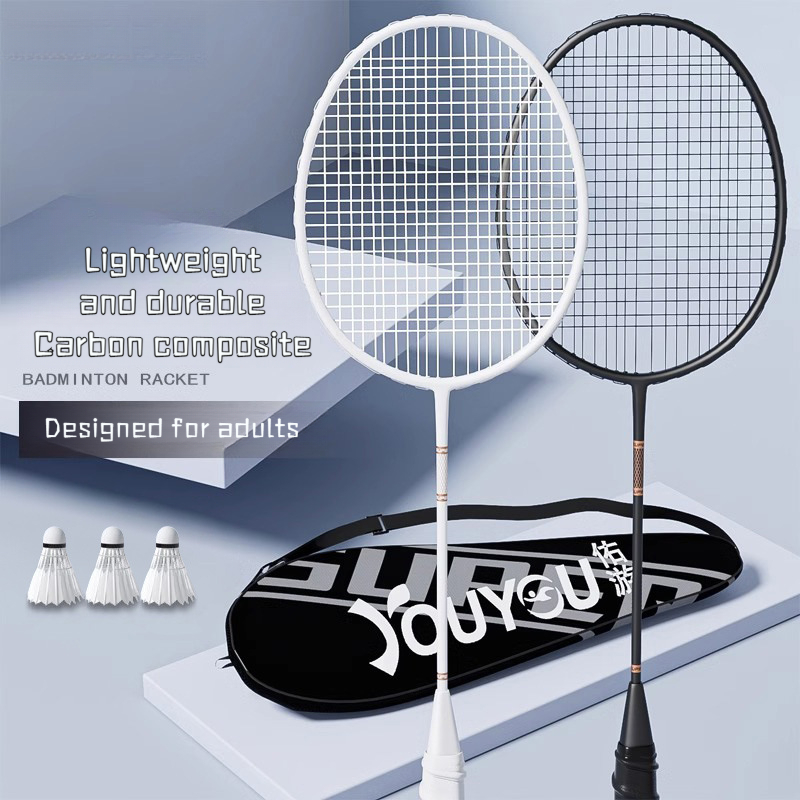 【Urbano】🌸 Bộ Vợt Cầu Lông Carbon Lavender 100g – Siêu Nhẹ, Căng 18lbs, Bộ Đôi Tập Luyện Cho Người Lớ