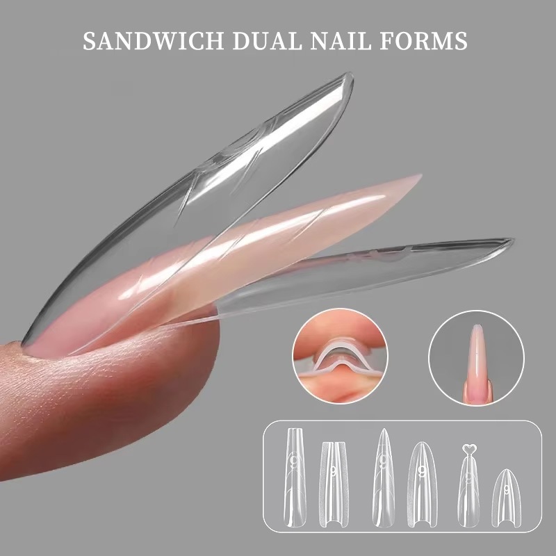 180 Chiếc Sandwich Dual Nail Forms Extensions-Dual Forms Coffin Almond Nail Forms Làm Móng Tay Top K