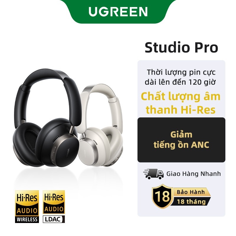 Tai nghe không dây ANC UGREEN Studio Pro 48dB Tai nghe Bluetooth qua tai |Khử tiếng ồn chủ động |Thờ