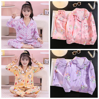  Váy ngủ dài tay có ve áo cho bé gái Cotton Melody Kuromi Dress Váy ngủ cho bé gái 10 - 11 tuổi 