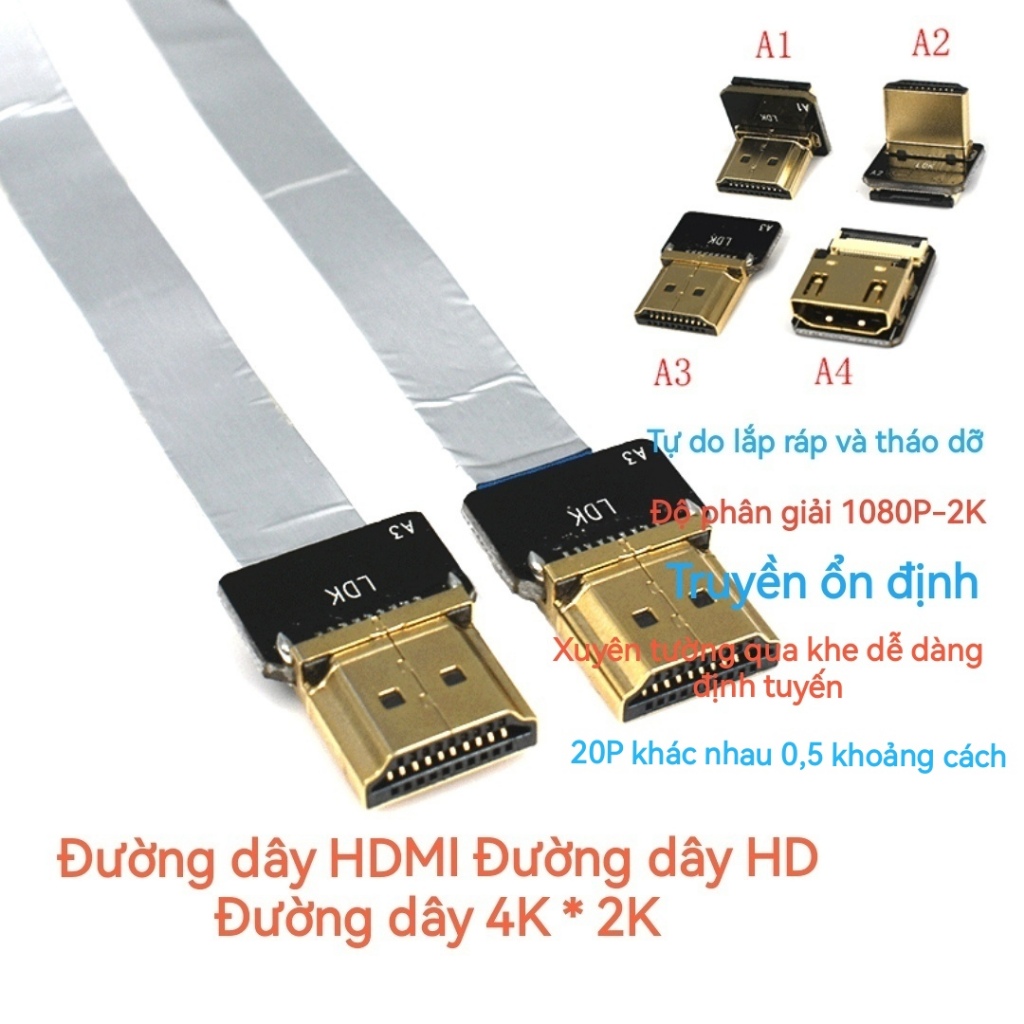 HDMI Cáp phẳng linh hoạt Khuỷu tay Máy tính mini 90 độ micro Video DP Màn hình FPC Camera TV Cáp