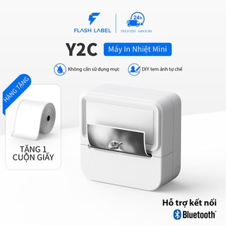 [KHÔNG IN MÃ VẬN ĐƠN] Máy In Nhiệt Mini Bluetooth cầm tay với giấy dán 1 cuộn, Máy dán nhãn Y2C, Máy in bỏ túi Bluetooth, Thích hợp cho DIY, Ghi chú, Quà tặng hợp lý hình ảnh cho trẻ em và tay nghề thủ công, Trắng
