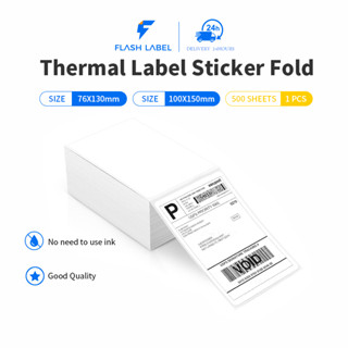  FlashLabel Giấy in nhiệt A6 tệp 500 tờ in đơn TMĐT tem nhãn vận chuyển có sẵn lớp keo dính sẵn dùng cho máy in nhiệt 